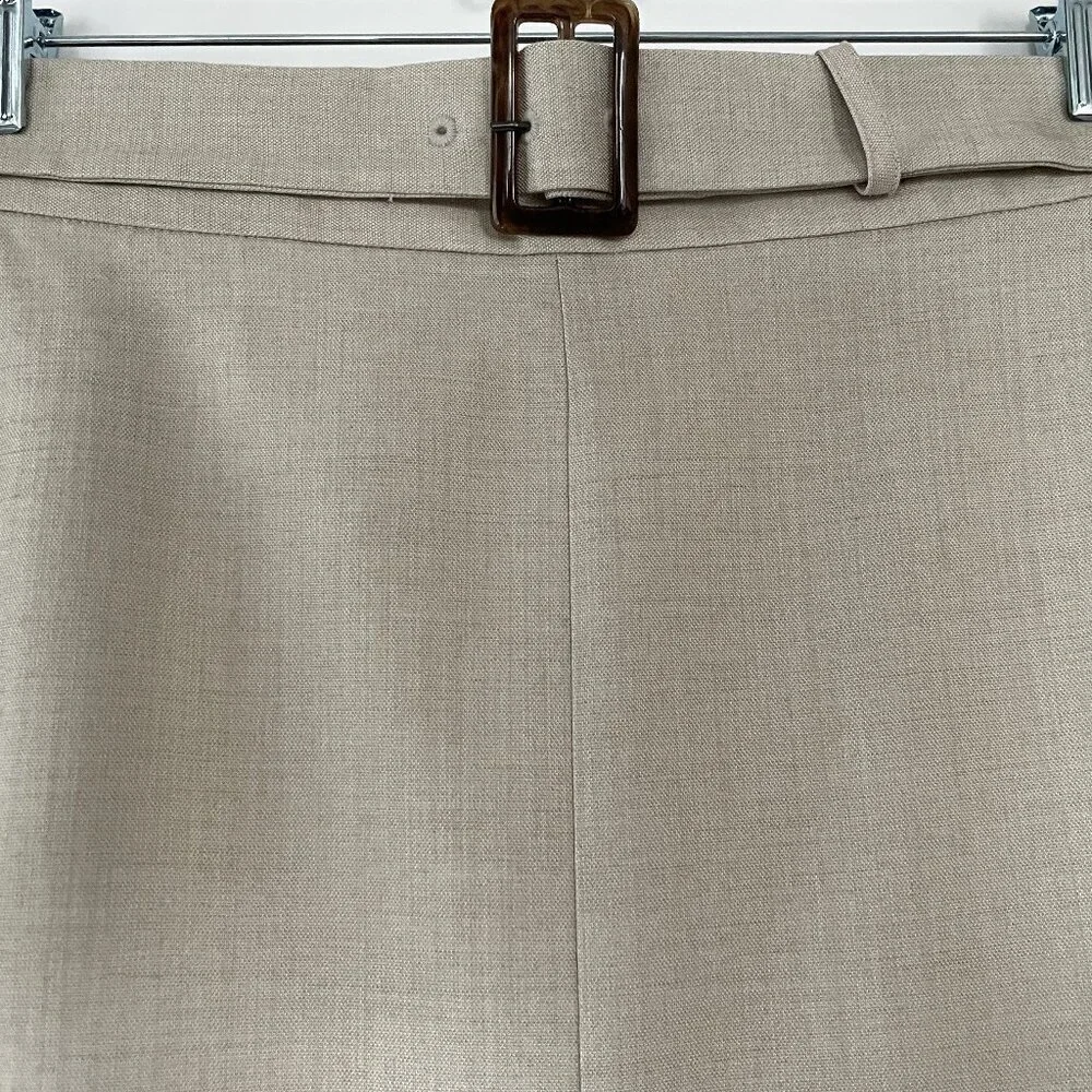 Banana Republic Pencil Skirt Belted Textured Back Zip Women's Beige S:8